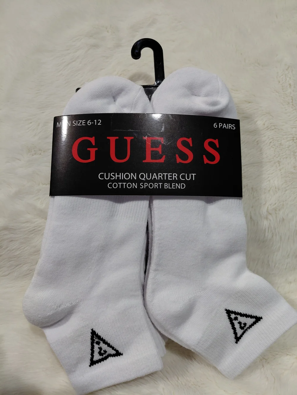 NWT GUESS Men’s Cushion Quarter Cut Cotton Sport Socks - White (6 Pack)
